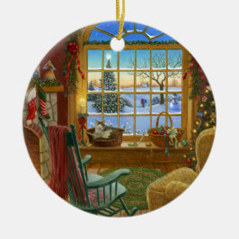 Cozy cat Kerstmis Keramisch Ornament