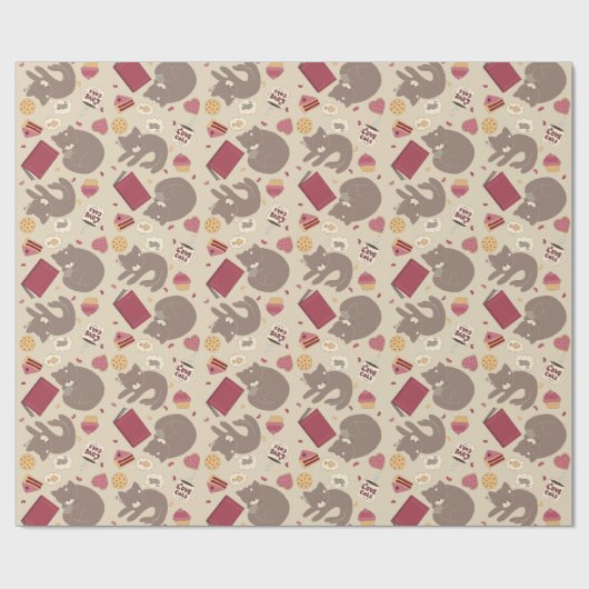 Cozy Cat Lovers Collage Cadeaupapier (Vlak)