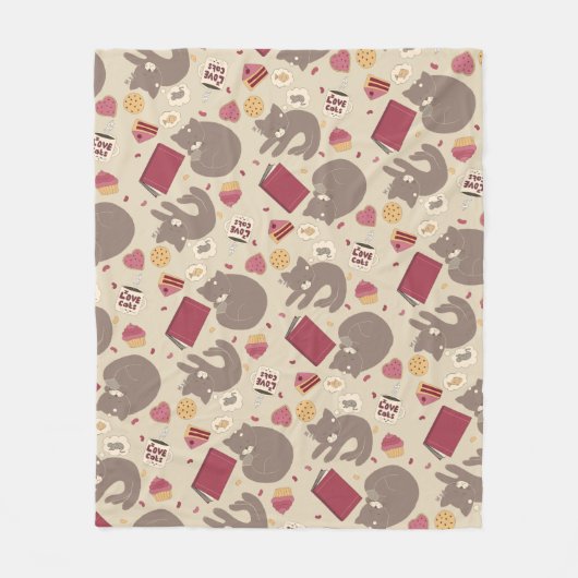 Cozy Cat Lovers Collage Fleece Deken (Voorkant)