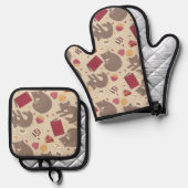 Cozy Cat Lovers Collage Ovenwant & Pannenlap Set (Voorkant / Achterkant)