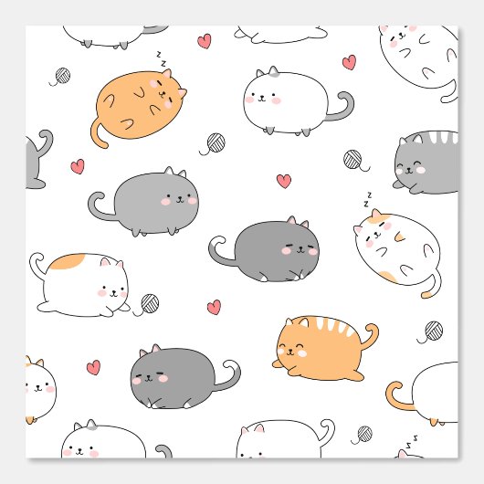 Cozy Cat pattern for Your Kid Room Behang (Voorkant)