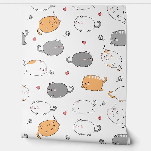 Cozy Cat pattern for Your Kid Room Behang (Afrollen)