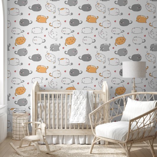 Cozy Cat pattern for Your Kid Room Behang (Kinderen)
