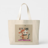 Cozy Cat Vibes – Everything is Fine Tote Grote Tote Bag (Achterkant)