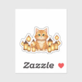 Cozy Cat with Glowing Lanterns New Year Sticker (Vel)