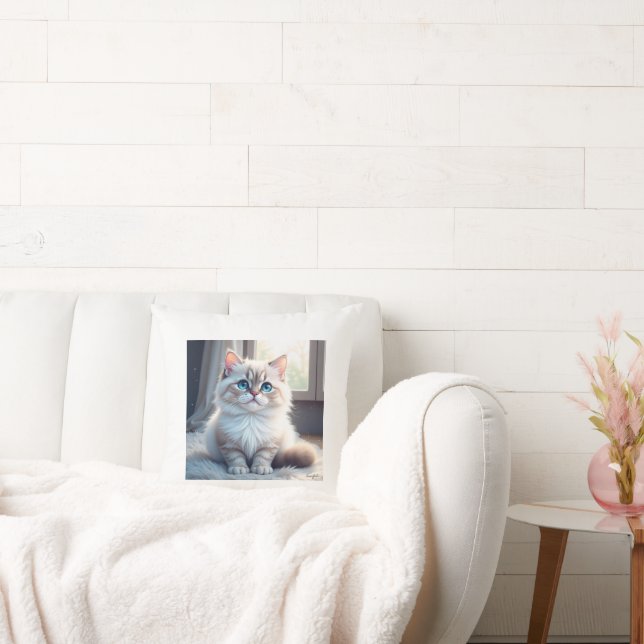“Cozy Catnap – Cute Kitty Throw Pillow” Kussen (Bank)