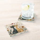 Cozy Cats Glazen Onderzetter (Schuin)