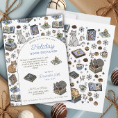Cozy Cats Holiday Book Exchange Hand Drawn Kaart
