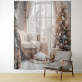 Cozy Chair, Snowy Window & Elegant Tree Backdrop Wandkleed (In situ)