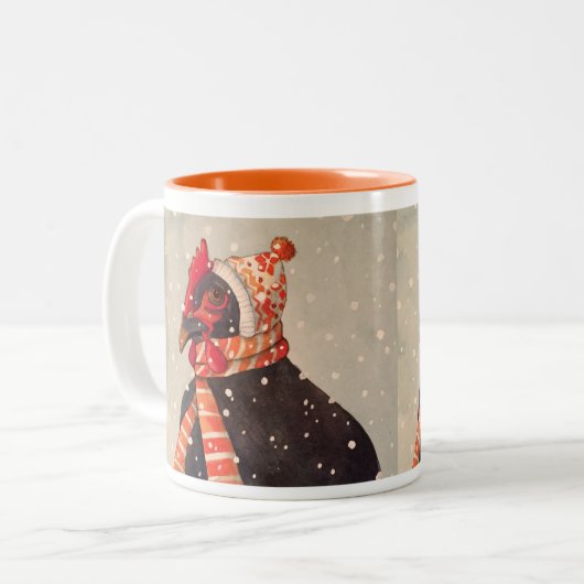 Cozy Chicken met Knit Pet Holiday Mok (Voorkant links)