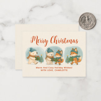 Cozy Christmas Animals Adorable Holiday Note Card Notitiekaartje
