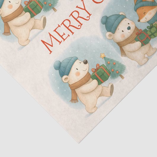 Cozy Christmas Animals Tissue Paper Tissuepapier (Detail)