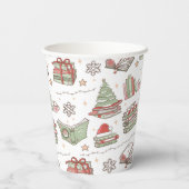 Cozy Christmas Book Lover  Papieren Bekers (Achterkant)