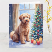 Cozy Christmas Bouvier des Flandres Art Kaart (Gele Bloem)
