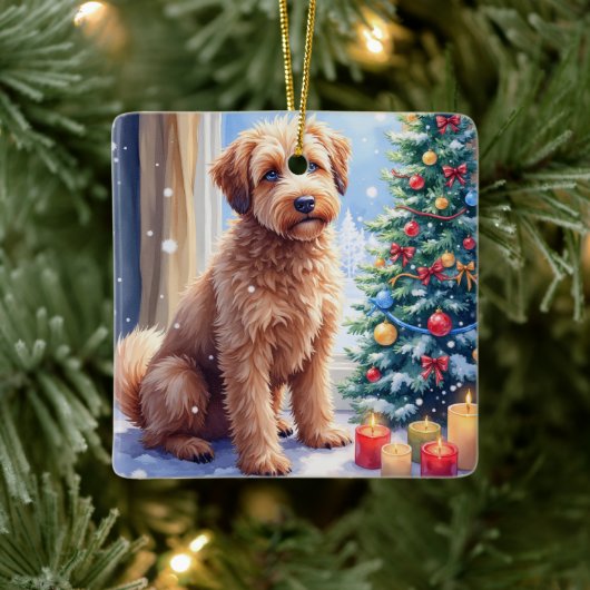 Cozy Christmas Bouvier des Flandres Art Keramisch Ornament (Boom)