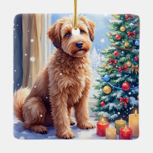 Cozy Christmas Bouvier des Flandres Art Keramisch Ornament (Achterkant)