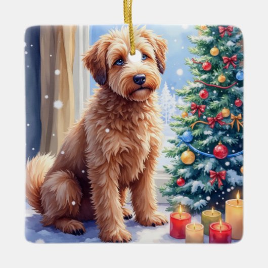 Cozy Christmas Bouvier des Flandres Art Keramisch Ornament (Voorkant)