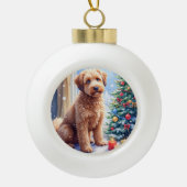 Cozy Christmas Bouvier des Flandres Art Keramische Bal Ornament (Voorkant)
