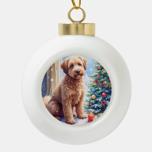 Cozy Christmas Bouvier des Flandres Art Keramische Bal Ornament (Voorkant)
