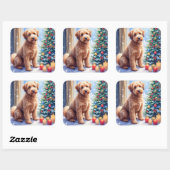 Cozy Christmas Bouvier des Flandres Art Vierkante Sticker (Vel)