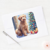 Cozy Christmas Bouvier des Flandres Art Vierkante Sticker (Envelop)