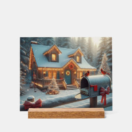 Cozy Christmas Cabin Winter Wonderland Acryl Bord