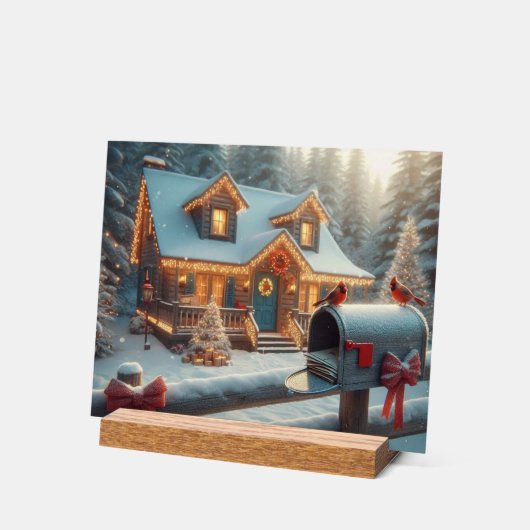 Cozy Christmas Cabin Winter Wonderland Acryl Bord (Hoek)