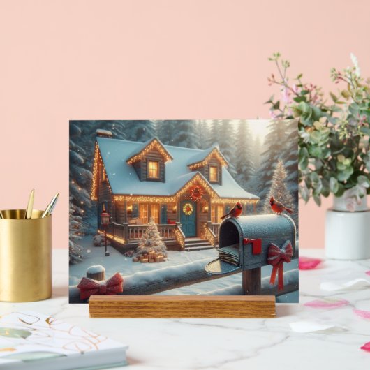 Cozy Christmas Cabin Winter Wonderland Acryl Bord (Huwelijk)