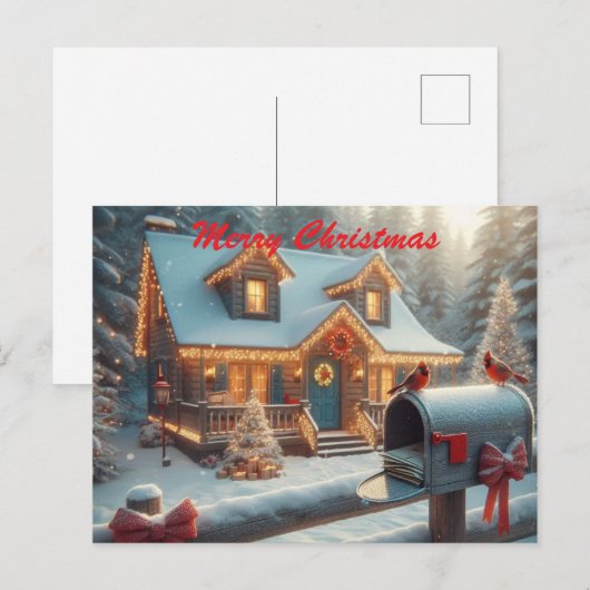Cozy Christmas Cabin Winter Wonderland Feestdagenkaart (Voorkant / Achterkant)