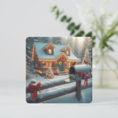 Cozy Christmas Cabin Winter Wonderland Feestdagenkaart (Staand voorkant)
