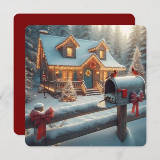 Cozy Christmas Cabin Winter Wonderland Feestdagenkaart (Voorkant / Achterkant)