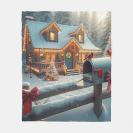 Cozy Christmas Cabin Winter Wonderland Fleece Deken