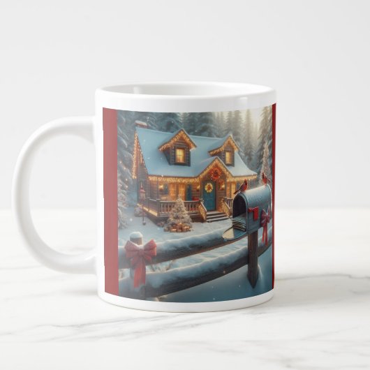 Cozy Christmas Cabin Winter Wonderland Grote Koffiekop (Links)