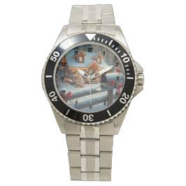 Cozy Christmas Cabin Winter Wonderland Horloge