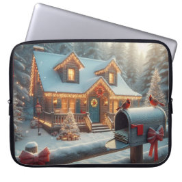 Cozy Christmas Cabin Winter Wonderland Laptop Sleeve