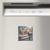 Cozy Christmas Cabin Winter Wonderland Magneet (Insitu (Vaatwasser))