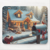 Cozy Christmas Cabin Winter Wonderland Muismat (Voorkant)
