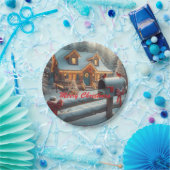 Cozy Christmas Cabin Winter Wonderland Papieren Bordje (Feest)