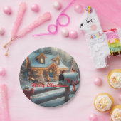 Cozy Christmas Cabin Winter Wonderland Papieren Bordje (Feest)