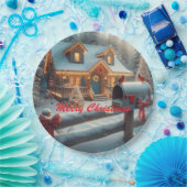 Cozy Christmas Cabin Winter Wonderland Papieren Bordje (Feest)