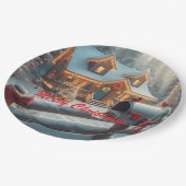 Cozy Christmas Cabin Winter Wonderland Papieren Bordje (Gekanteld)