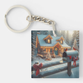 Cozy Christmas Cabin Winter Wonderland Sleutelhanger