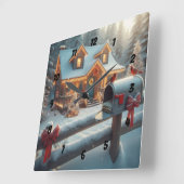 Cozy Christmas Cabin Winter Wonderland Vierkante Klok (Hoek)