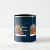 "Cozy Christmas Cabin with Warm Wishes" Tweekleurige Koffiemok (Center)