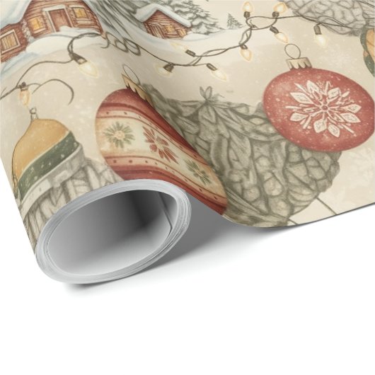 Cozy Christmas Cabin Wrapping Paper Cadeaupapier (Rol Hoek)