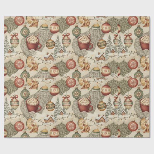 Cozy Christmas Cabin Wrapping Paper Cadeaupapier (Vlak)