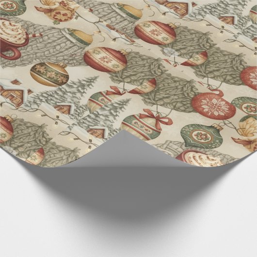 Cozy Christmas Cabin Wrapping Paper Cadeaupapier (Hoek)