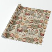 Cozy Christmas Cabin Wrapping Paper Cadeaupapier (Uitgerold)