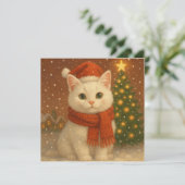 Cozy Christmas Cat Flat Card (Staand voorkant)