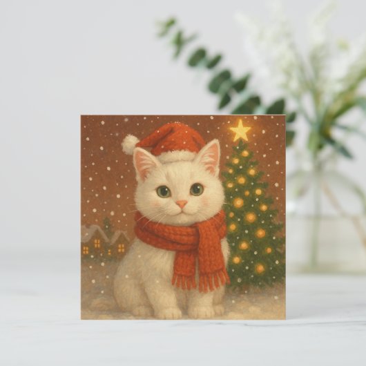 Cozy Christmas Cat Flat Card (Staand voorkant)